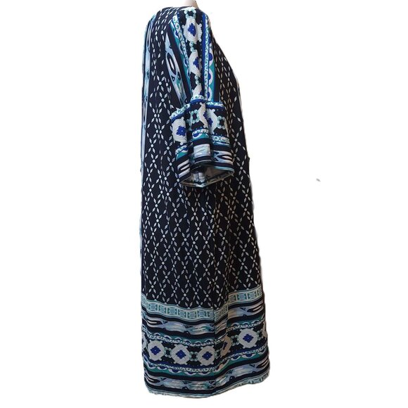 Kim Rogers Curvy dress Women's 1X mid-length Blue green black white design fall - Picture 4 of 13